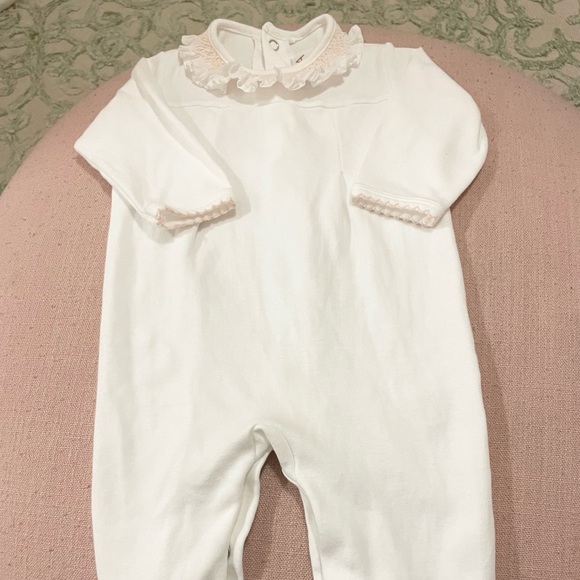 Nora Layette Baby Lucy Cotton Footie with smocked collar- new w/o tags. - Picture 3 of 4